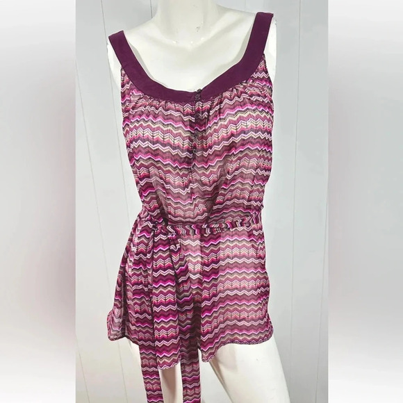 NEW New York & Company Mesh sheer Top Sleeveless Purple Tunic Size Small - Picture 1 of 5